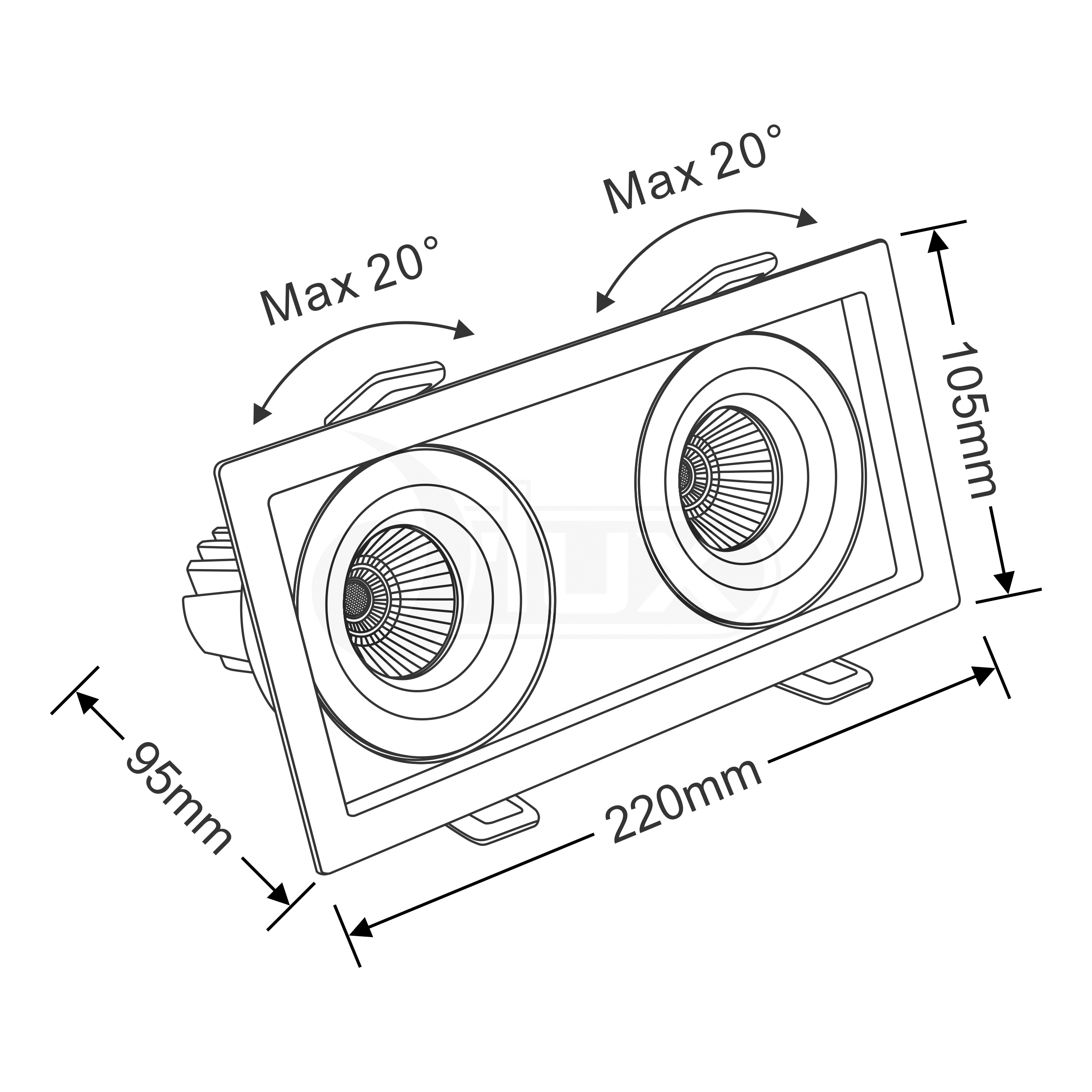 BUZZ 12-2 Recessed Ceiling Luminaires Dlux Multi-Head Recess Ceiling